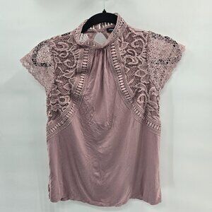 Cable & Gauge Light Purple Lace Collar Cap Sleeve Size XS